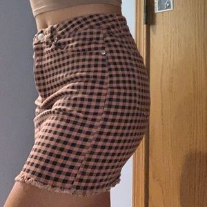 Pink Gingham Denim Skirt